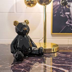 Ceramic Black and Gold Teddy Bear – Animal Ornament by Febland