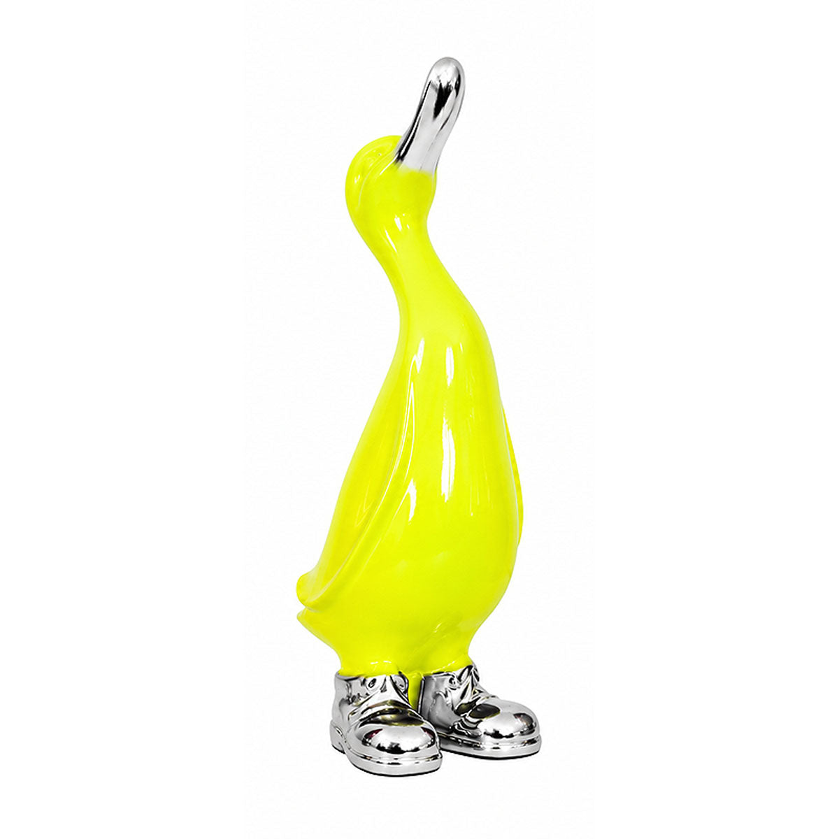 Painted Ceramic Duck in Silver Boots