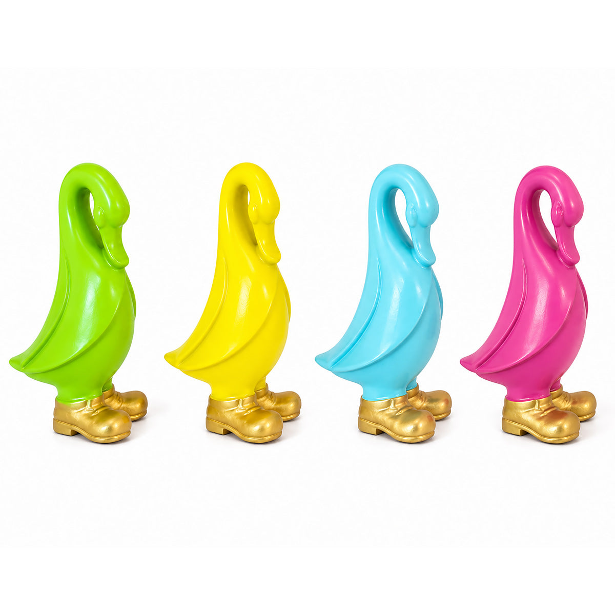 Painted Ceramic Duck in Gold Boots