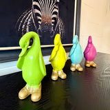 Painted Ceramic Duck in Gold Boots