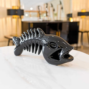Ceramic Black Fish Bone – Animal Ornament by Febland