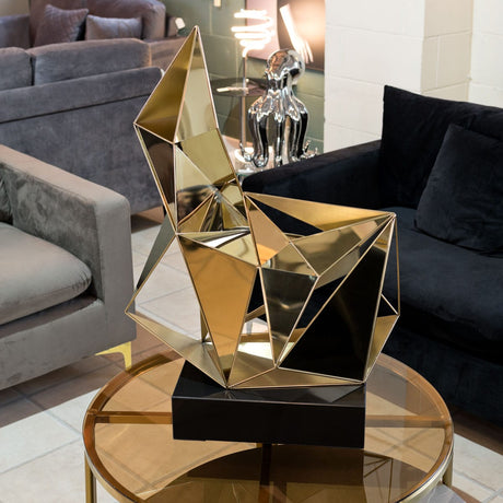 Gold Polygon Sculpture on display from another angle