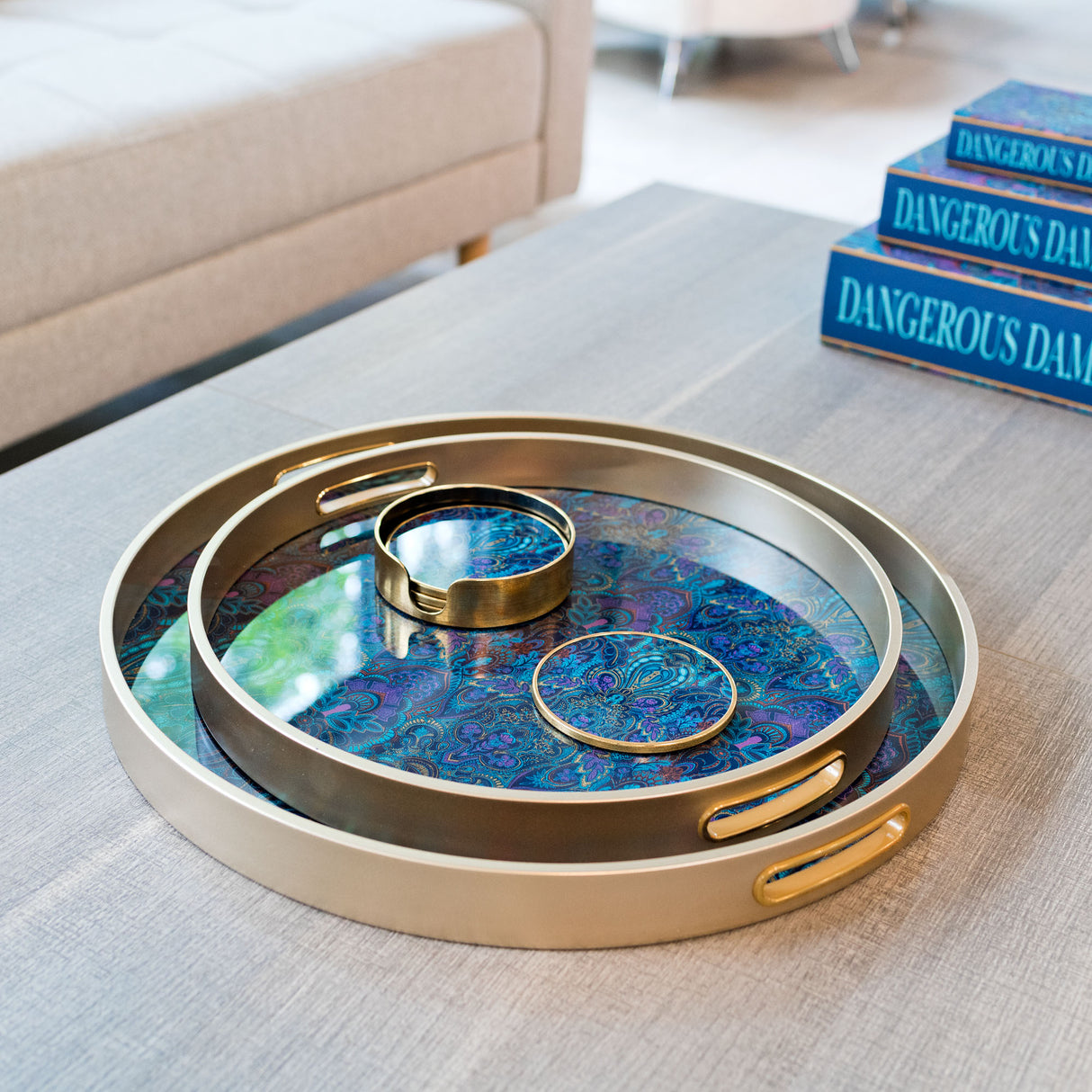 Laurence Llewelyn-Bowen Dangerous Damask Circular Coaster Set