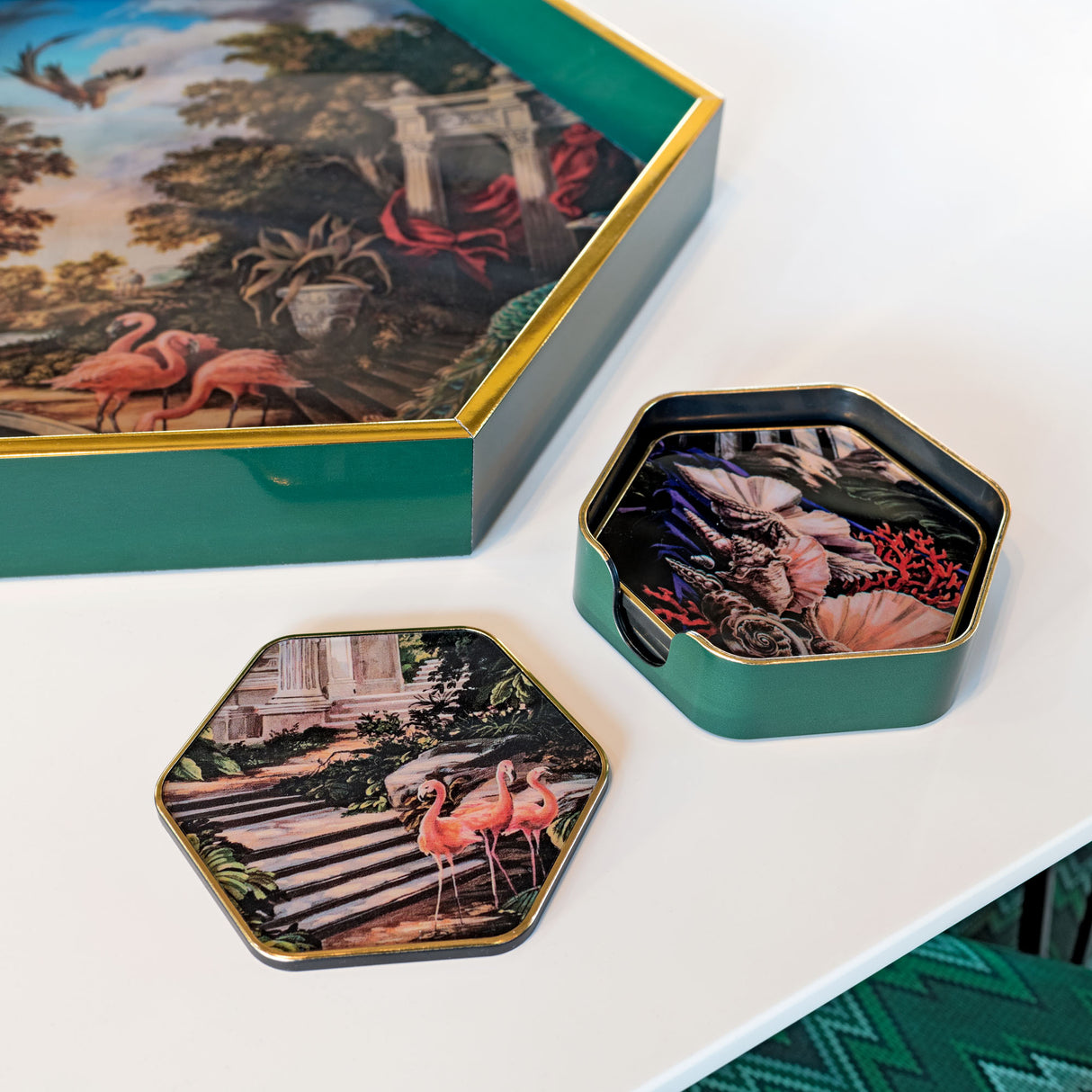 Laurence Llewelyn-Bowen Baroque Gardens Hexagonal Coaster Set