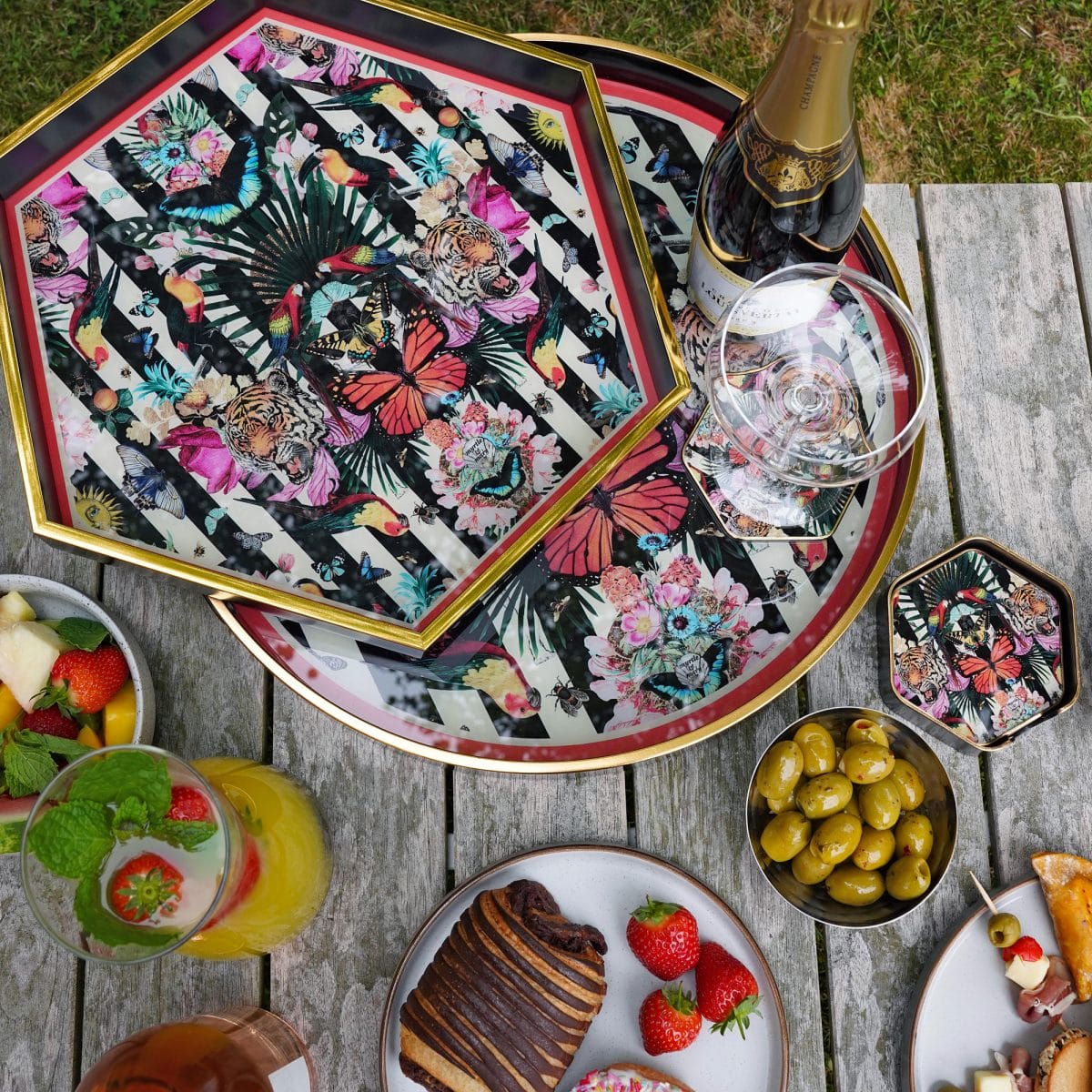 Myrtle and Mary Paradise Lost Hexagon Tray Set of 2