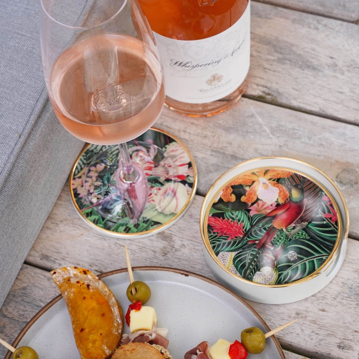 Myrtle and Mary Tropical Bomb Circular Coasters Lifestyle