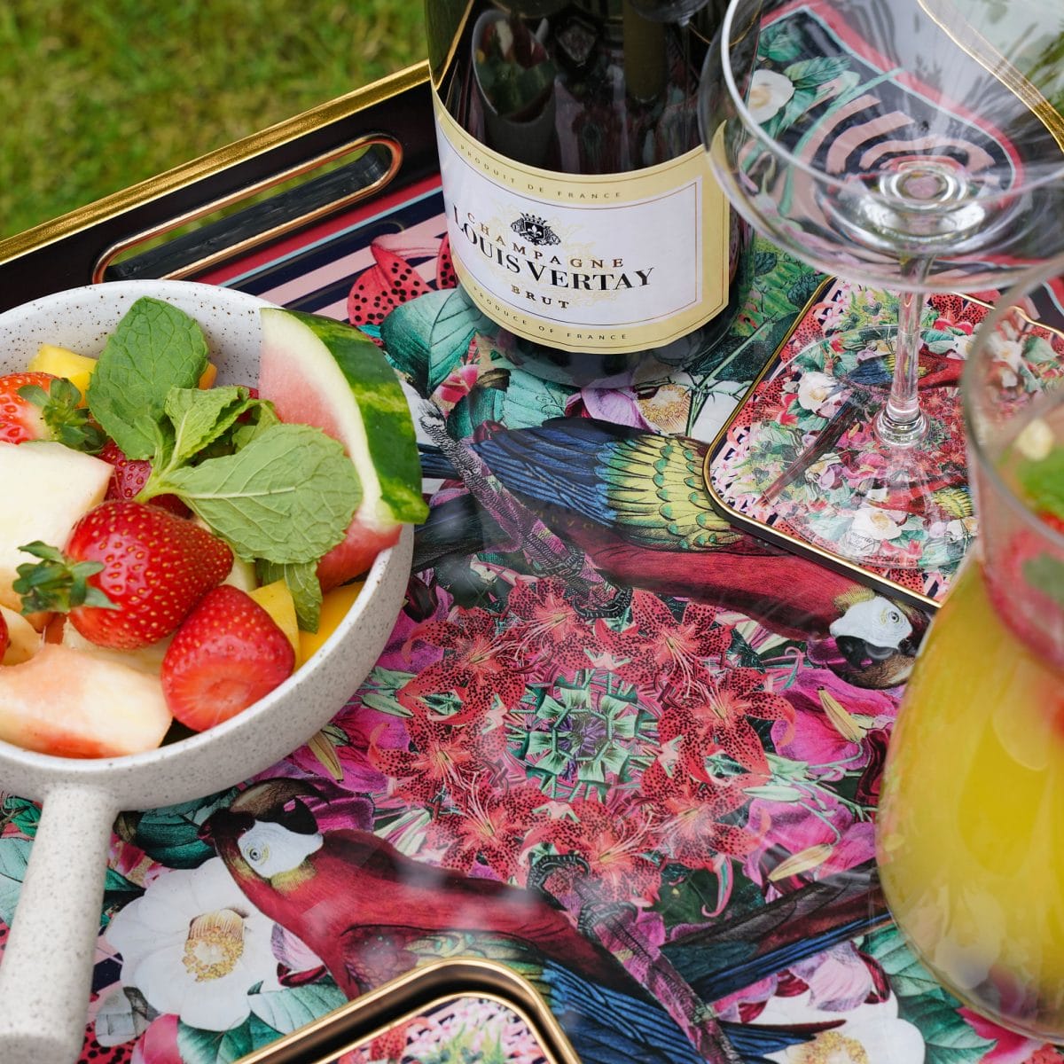 Myrtle and Mary Flower Bomb Serving Tray Close Up