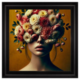 Velvet Print Framed Artwork - Flower Face Lady Collection