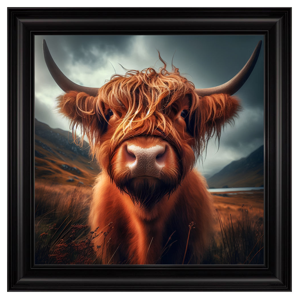 Velvet Print Framed Artwork - Highland Cow Collection
