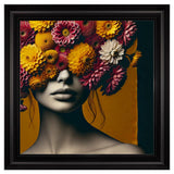 Velvet Print Framed Artwork - Flower Face Lady Collection
