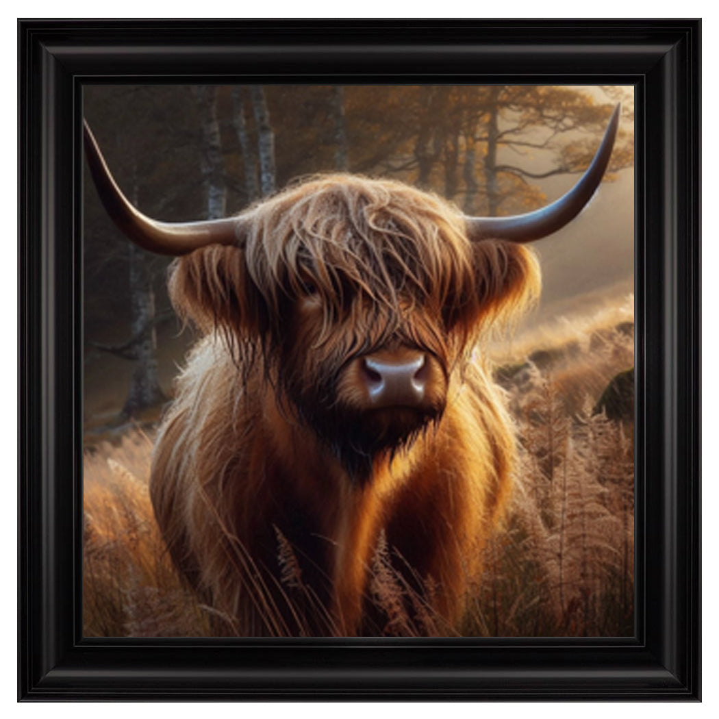 Velvet Print Framed Artwork - Highland Cow Collection