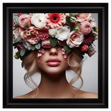 Velvet Print Framed Artwork - Flower Face Lady Collection