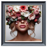 Velvet Print Framed Artwork - Flower Face Lady Collection