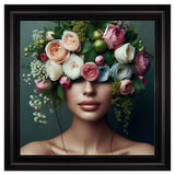 Velvet Print Framed Artwork - Flower Face Lady Collection