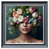 Velvet Print Framed Artwork - Flower Face Lady Collection