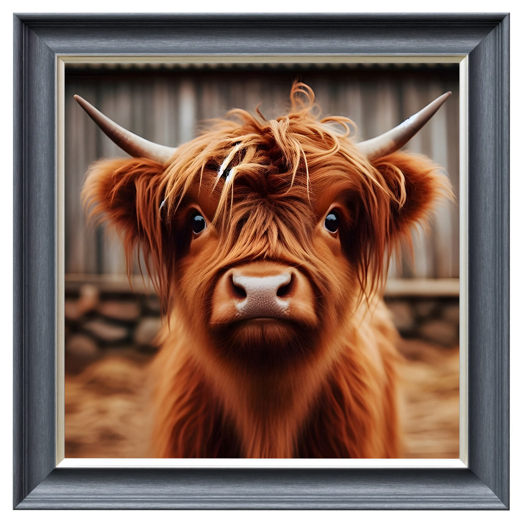 Velvet Print Framed Artwork - Highland Cow Collection