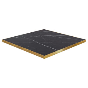 Ceramic Black Marble 70cm Square Table Top with Gold Edge – Table Top by Febland