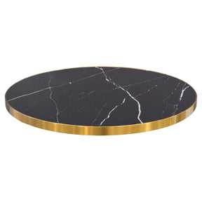 Ceramic Black Marble 70cm Round Table Top with Gold Edge – Table Top by Febland
