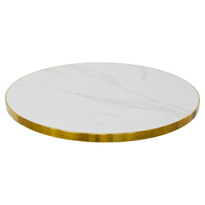 Ceramic White Marble 70cm Round Table Top with Gold Edge – Table Top by Febland