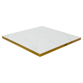 Ceramic White Marble 70cm Square Table Top with Gold Edge – Table Top by Febland