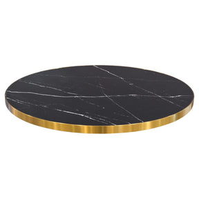 Ceramic Black Marble 80cm Round Table Top with Gold Edge – Table Top by Febland