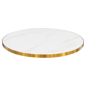 Ceramic White Marble 80cm Round Table Top with Gold Edge – Table Top by Febland