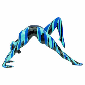 Black and Blue Yoga Lady Sculpture – Sculpture by Febland