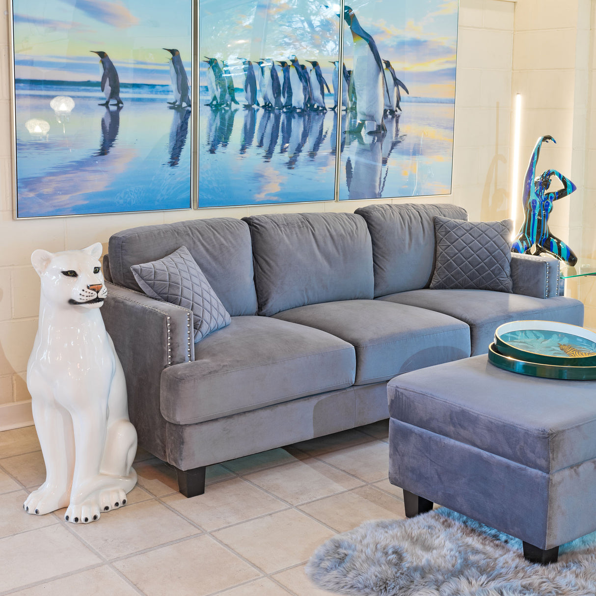 Victoria Grey Sofa Set