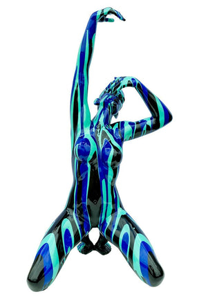 Large Black and Blue Yoga Lady Sculpture – Sculpture by Febland