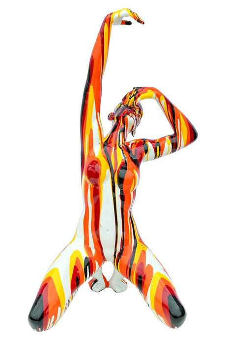 Large Red and Yellow Yoga Lady Sculpture