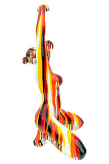 Large Red and Yellow Yoga Lady Sculpture - Right Side View