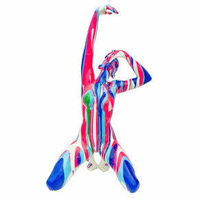 Large Pink and Blue Yoga Lady Sculpture – Sculpture by Febland