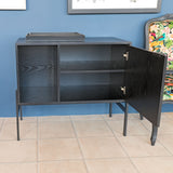 Groove Black Storage Cabinet