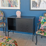 Groove Black Storage Cabinet in our Showroom