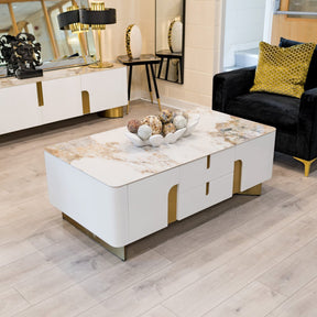 Colby White and Gold Coffee Table – Coffee Table by Febland