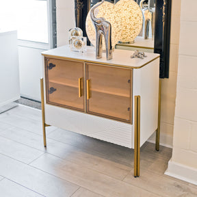 Ewing White and Gold Small Cabinet – Cabinet by Febland