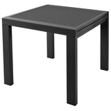 Frosted Black Glass Extending Dining Table - before extension