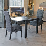 Frosted Black Glass Extending Dining Table - on display in our showroom - after extension