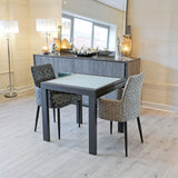 Frosted White Glass Extending Dining Table - On display in our Showroom before extension