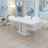 Extending White Gloss Table Set - Extended