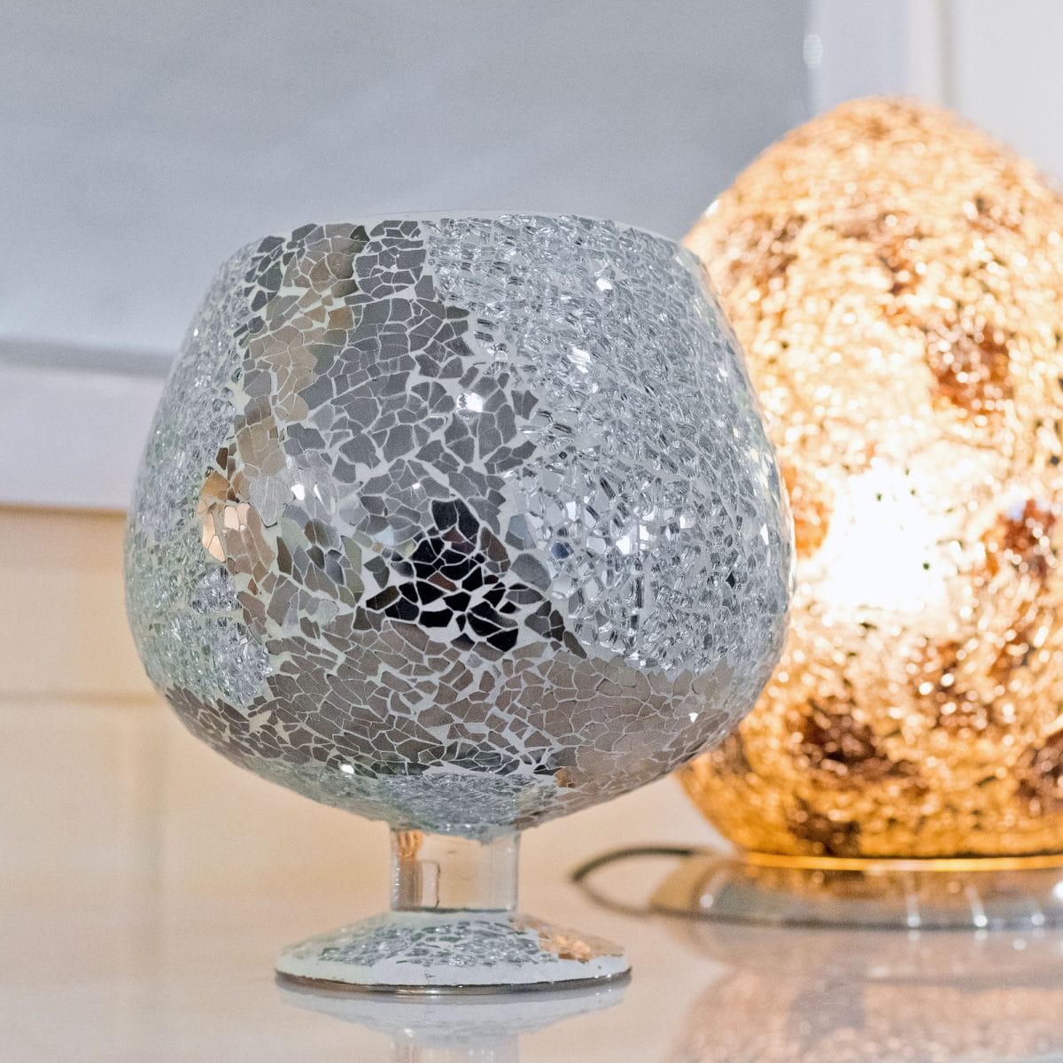 Mosaic Glass Hurricane Vase - Close up