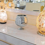 Mosaic Glass Hurricane Vase - On display