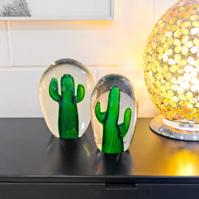 Blown Glass Bright Green Cactus – Glass Ornament by Febland
