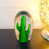 Blown Glass Bright Green Cactus