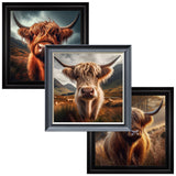 Velvet Print Framed Artwork - Highland Cow Collection