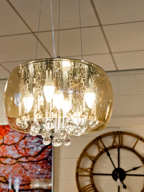 Smoked Shade Chandelier - On display in our Showroom