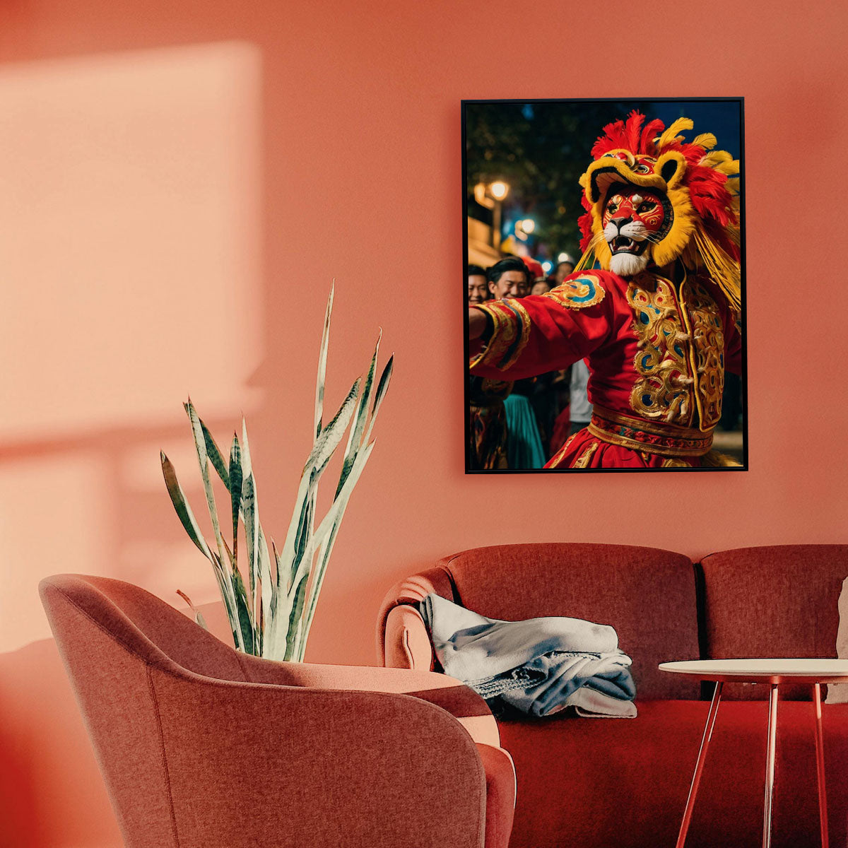 Lion Dance Celebration - Framed Wall Art (113cm x 85cm)