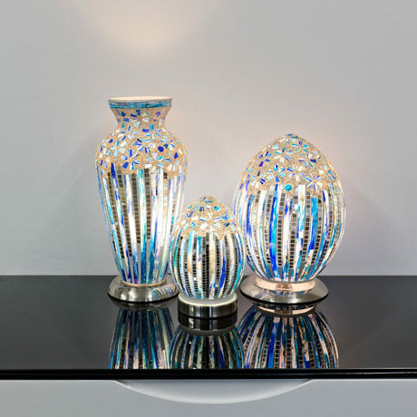 Blue Deco Mosaic Glass Lamp Set