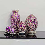 Magenta Flower Medium Mosaic Glass Vase Lamp
