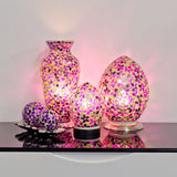 Magenta Flower Medium Mosaic Glass Vase Lamp